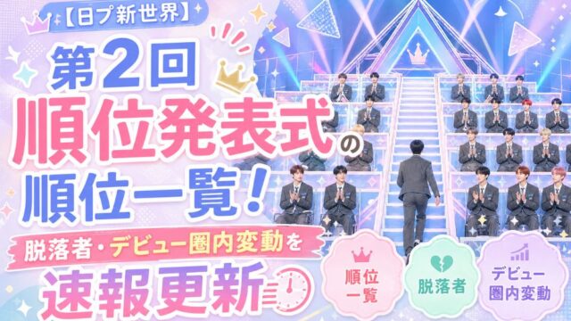 【日プ新世界】第2回順位発表式の順位一覧！脱落者・デビュー圏内変動を速報更新