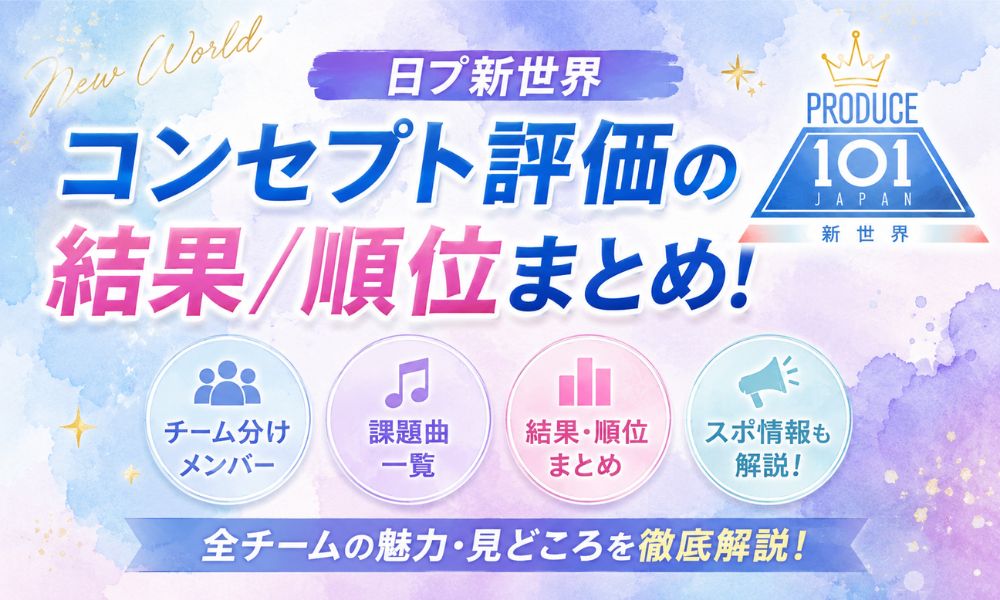 日プ新世界コンセプト評価の結果/順位まとめ!チーム分けメンバー/曲/スポ情報を解説【日プ新世界】