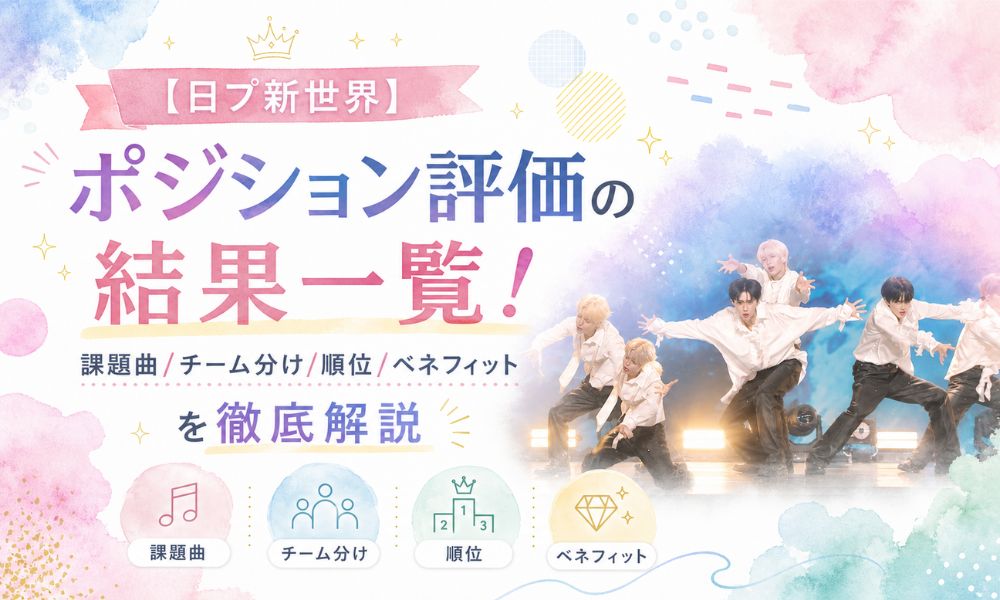 【日プ新世界】ポジション評価の結果一覧!課題曲/チーム分け/順位/ベネフィットを徹底解説